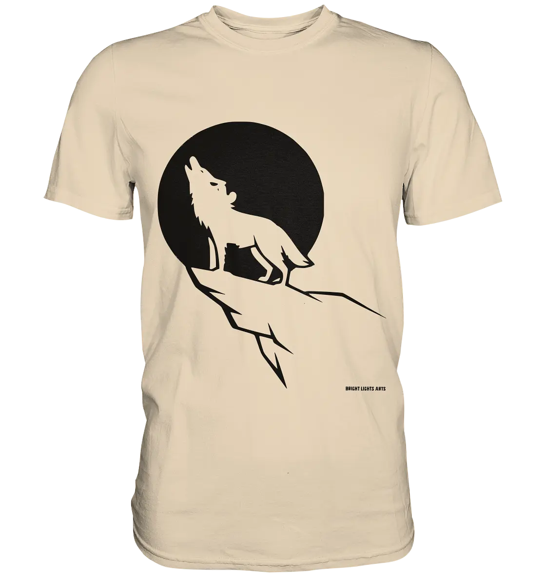 Howlender Wolf vor dunklem Mond - Premium Shirt Bright Lights Arts