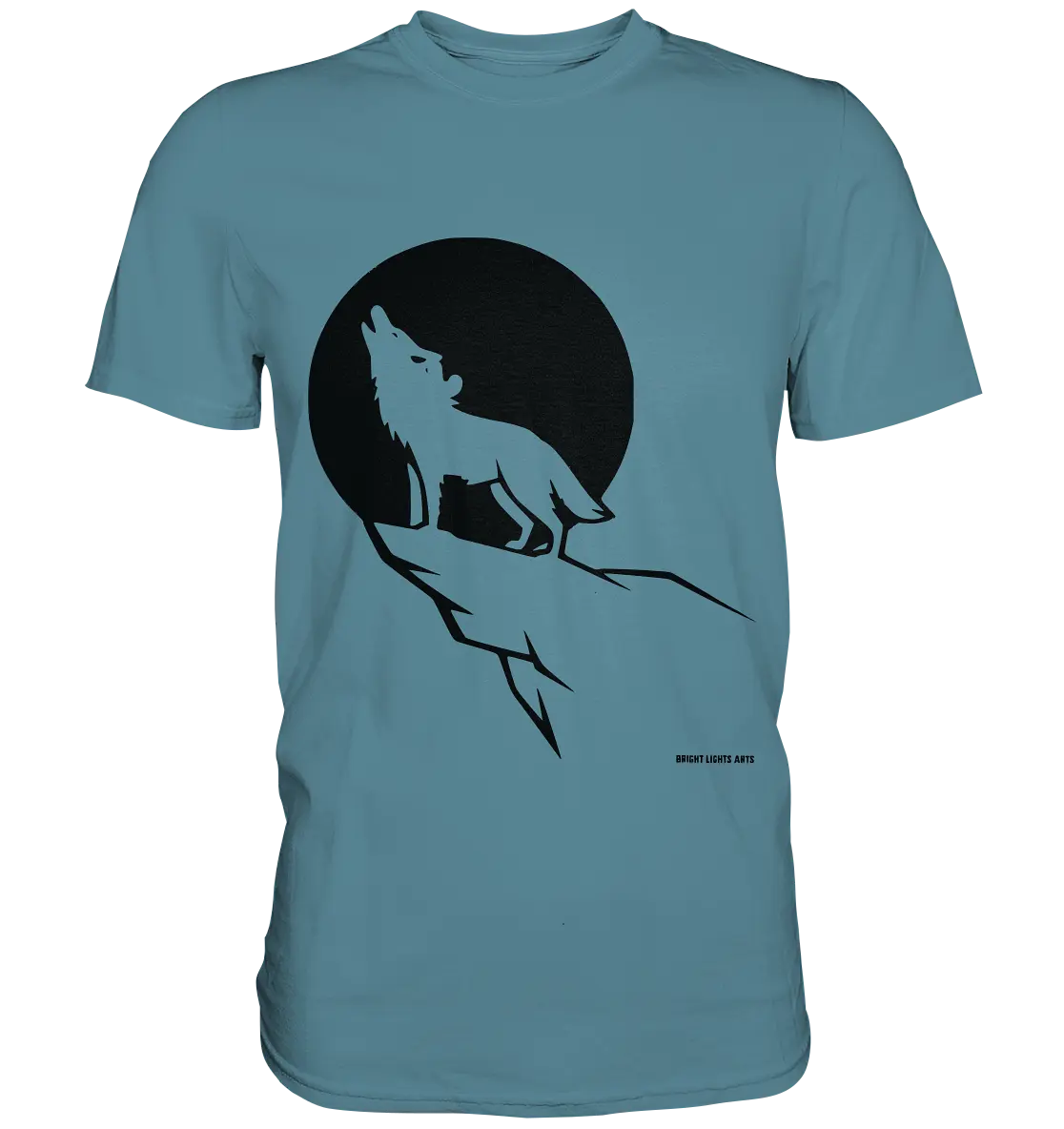 Howlender Wolf vor dunklem Mond - Premium Shirt Bright Lights Arts