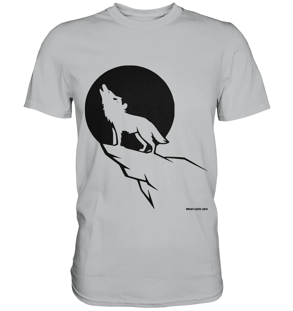 Howlender Wolf vor dunklem Mond - Premium Shirt Bright Lights Arts