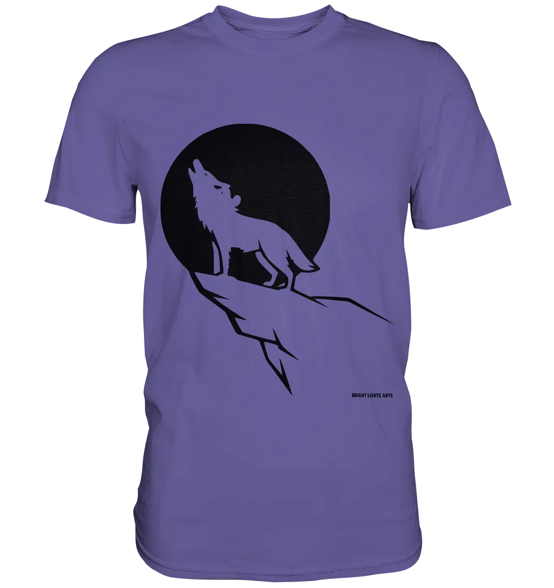 Howlender Wolf vor dunklem Mond - Premium Shirt Bright Lights Arts