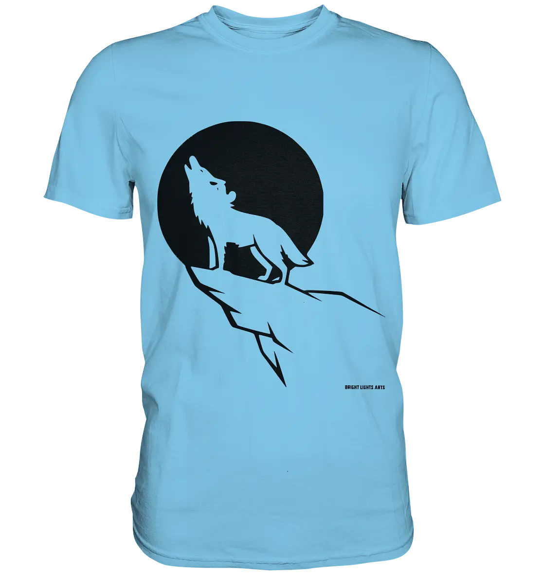 Howlender Wolf vor dunklem Mond - Premium Shirt Bright Lights Arts