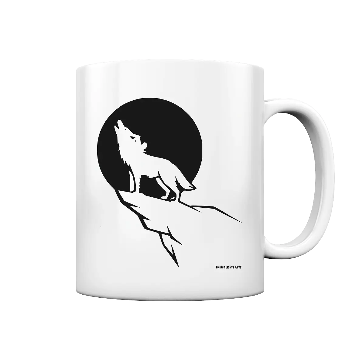 Howlender Wolf vor dunklem Mond - Tasse glossy Bright Lights Arts
