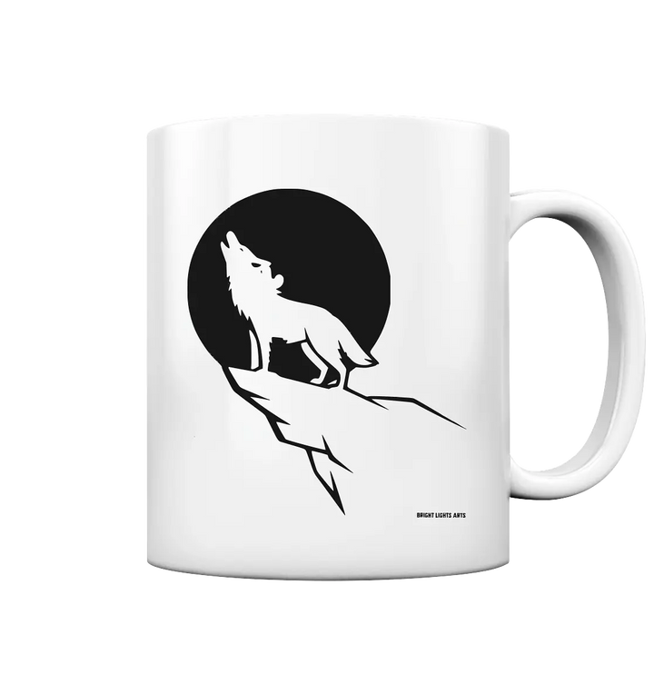 Howlender Wolf vor dunklem Mond - Tasse glossy Bright Lights Arts