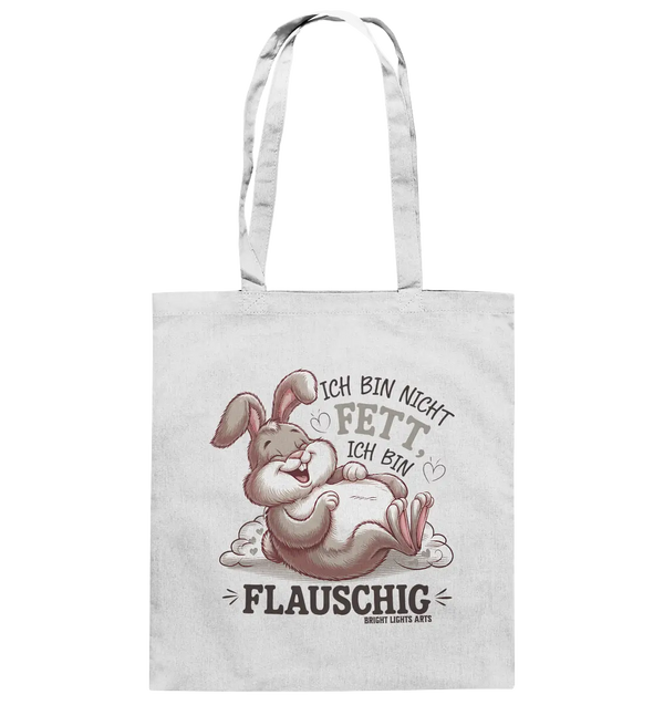 Ich bin nicht fett ich bin flauschig Hase - Baumwolltasche Bright Lights Arts