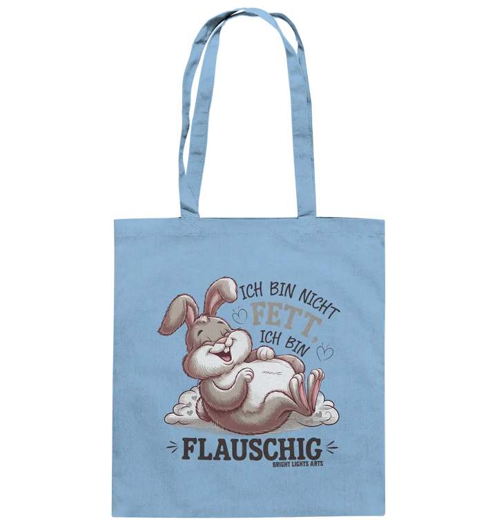 Ich bin nicht fett ich bin flauschig Hase - Baumwolltasche Bright Lights Arts