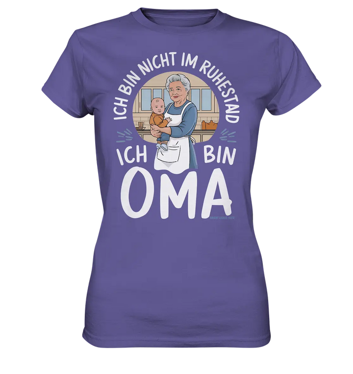 Ich bin nicht im Ruhestand Oma mit Baby in der Küche Warmherzige Familienillustration - Ladies Premium Shirt Bright Lights Arts