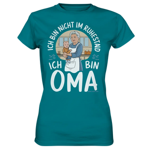 Ich bin nicht im Ruhestand Oma mit Baby in der Küche Warmherzige Familienillustration - Ladies Premium Shirt Bright Lights Arts