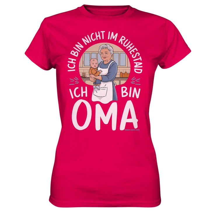 Ich bin nicht im Ruhestand Oma mit Baby in der Küche Warmherzige Familienillustration - Ladies Premium Shirt Bright Lights Arts