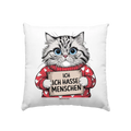 Ich hasse Menschen bunte Katze - Kissen 40x40cm Bright Lights Arts