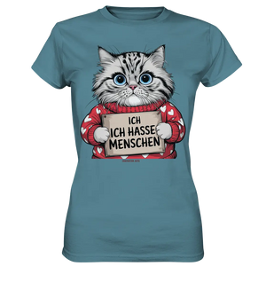 Ich hasse Menschen bunte Katze - Ladies Premium Shirt Bright Lights Arts