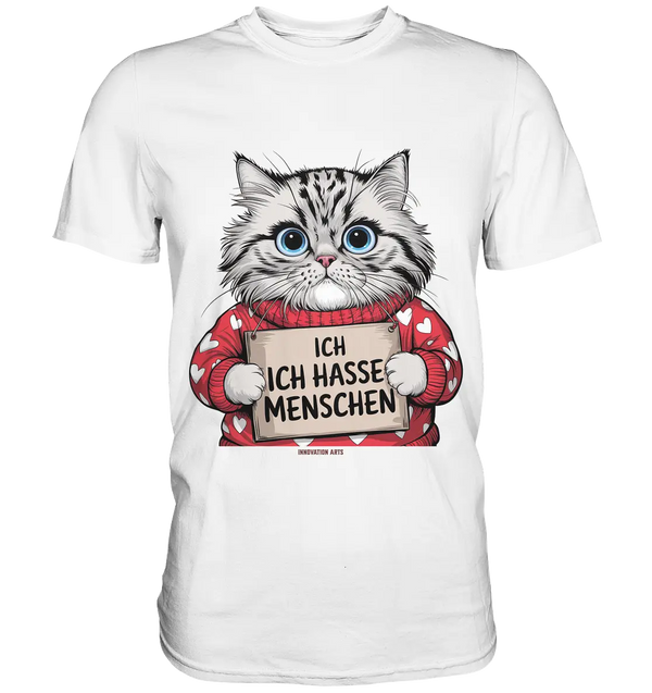 Ich hasse Menschen bunte Katze - Premium Shirt Bright Lights Arts