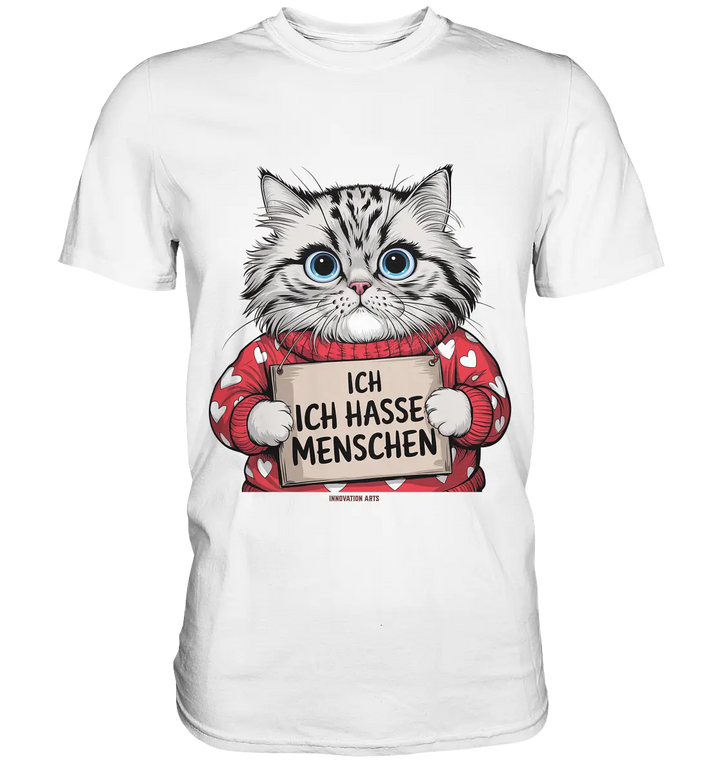 Ich hasse Menschen bunte Katze - Premium Shirt Bright Lights Arts