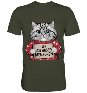 Ich hasse Menschen bunte Katze - Premium Shirt Bright Lights Arts