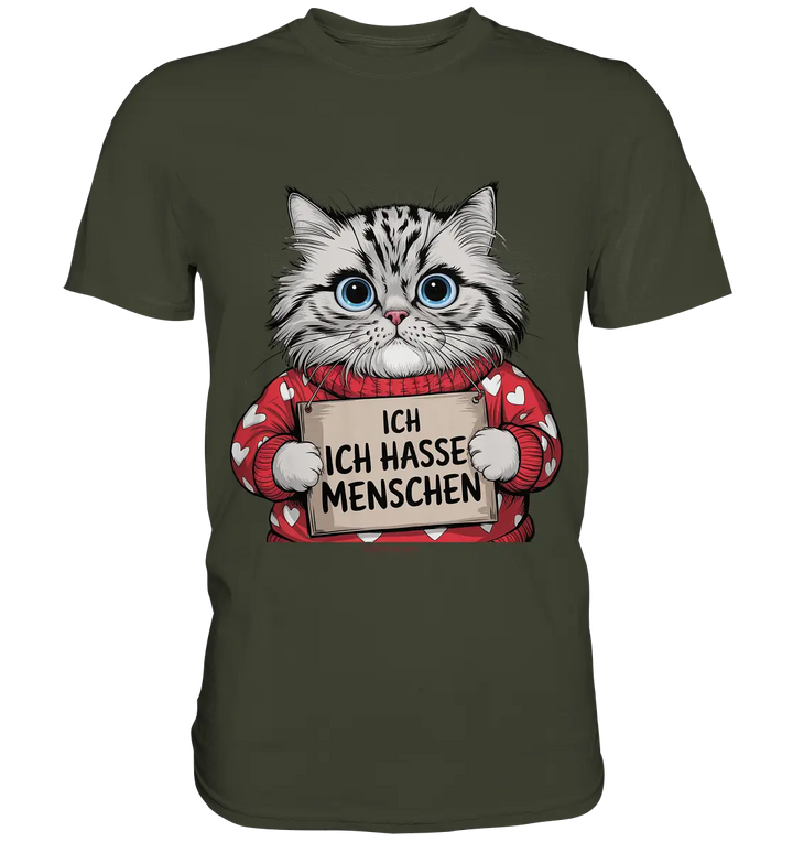 Ich hasse Menschen bunte Katze - Premium Shirt Bright Lights Arts