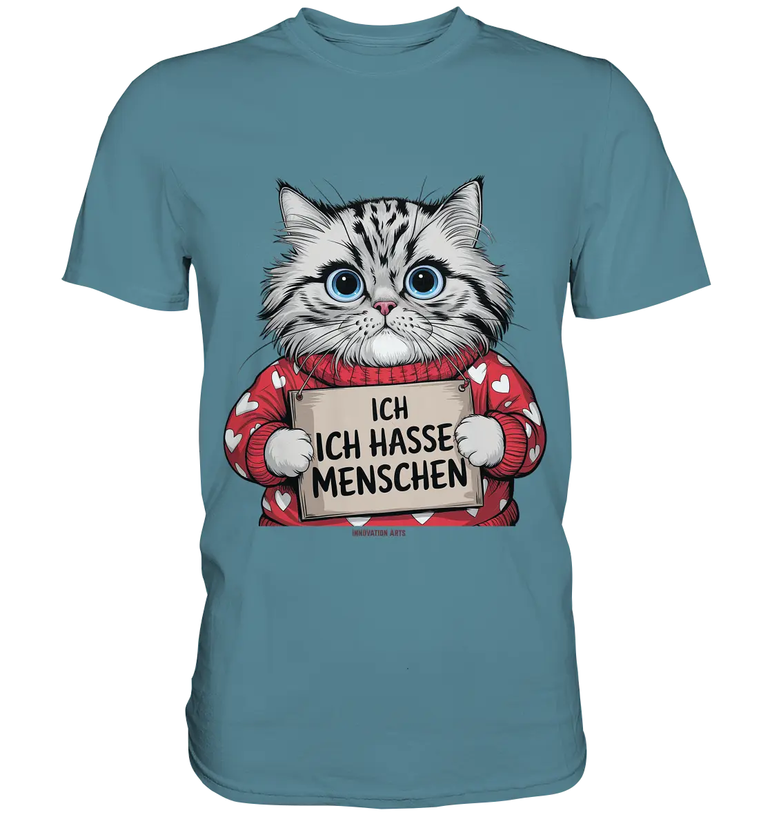 Ich hasse Menschen bunte Katze - Premium Shirt Bright Lights Arts