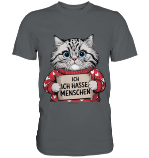 Ich hasse Menschen bunte Katze - Premium Shirt Bright Lights Arts