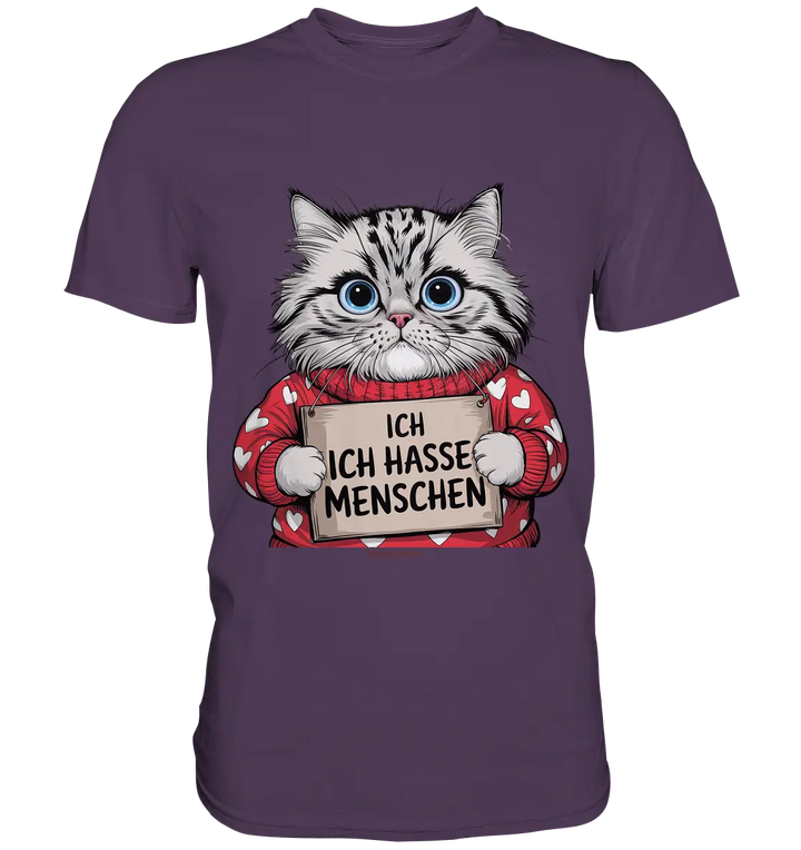 Ich hasse Menschen bunte Katze - Premium Shirt Bright Lights Arts