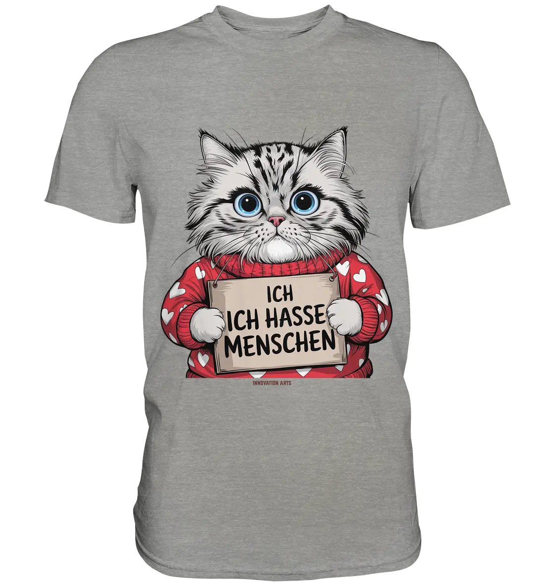 Ich hasse Menschen bunte Katze - Premium Shirt Bright Lights Arts