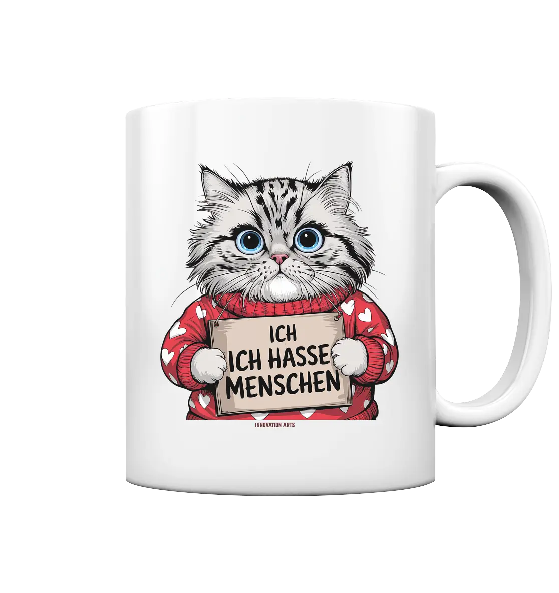 Ich hasse Menschen bunte Katze - Tasse glossy Bright Lights Arts