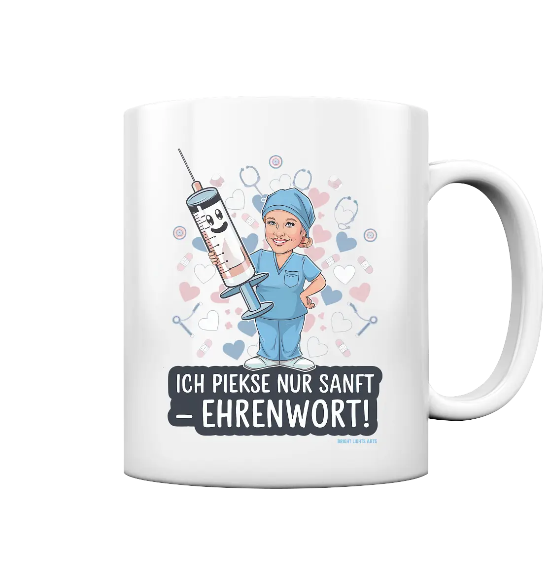 Ich piekse nur sanft - Ehrenwort! - Tasse glossy Bright Lights Arts