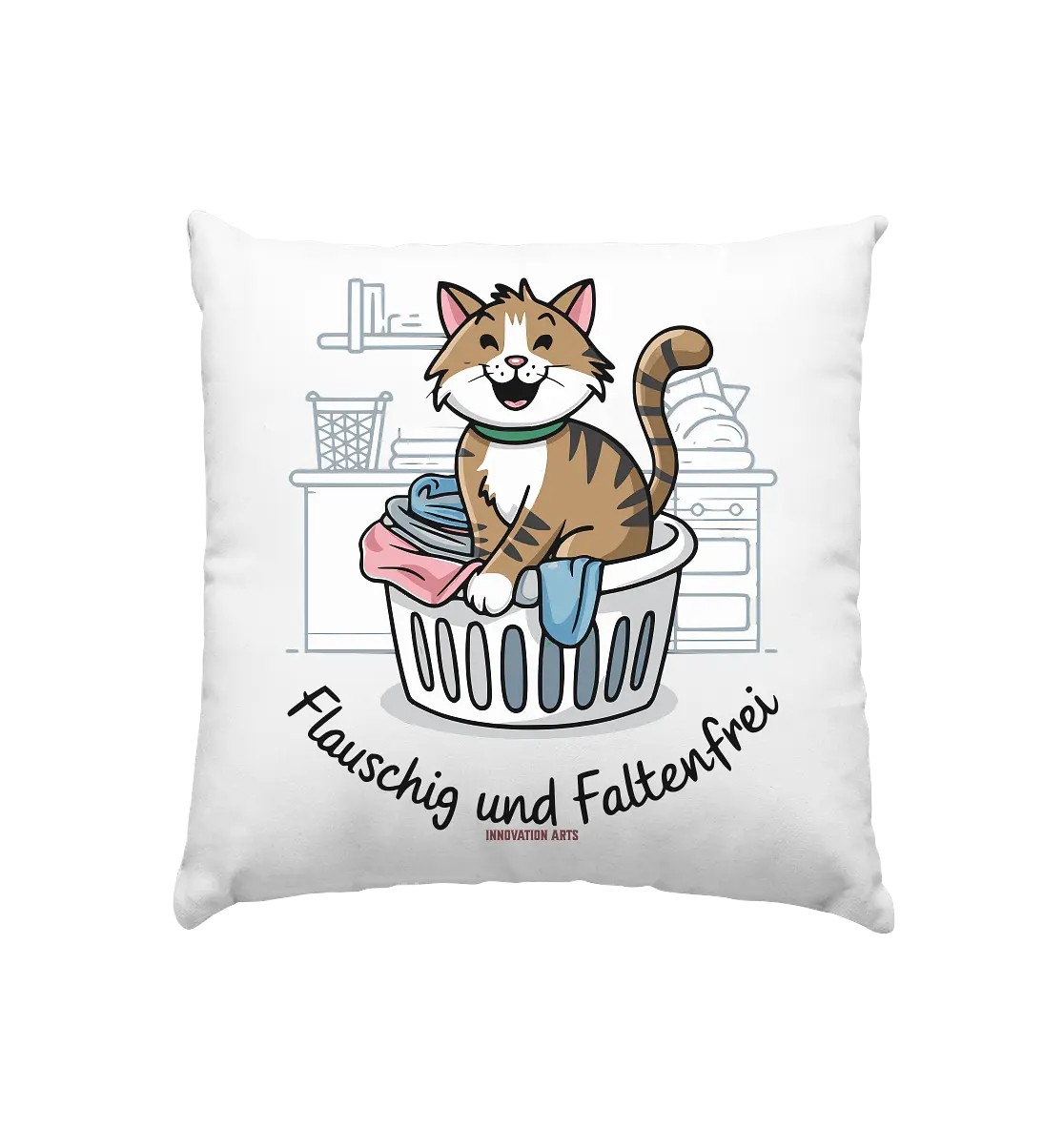 Kätzchen im Wäschekorb – Fröhliche Haushaltsmomente - Kissen 40x40cm Bright Lights Arts