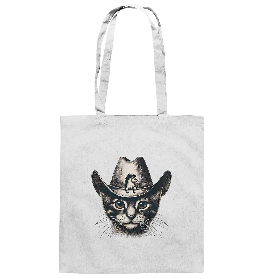 Katzen-Cowboy – Western trifft auf flauschige Eleganz - Baumwolltasche Bright Lights Arts