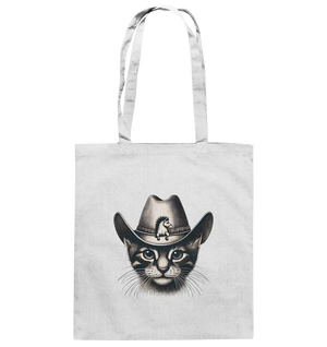 Katzen-Cowboy – Western trifft auf flauschige Eleganz - Baumwolltasche Bright Lights Arts