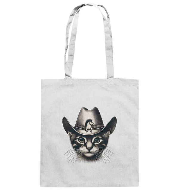 Katzen-Cowboy – Western trifft auf flauschige Eleganz - Baumwolltasche Bright Lights Arts