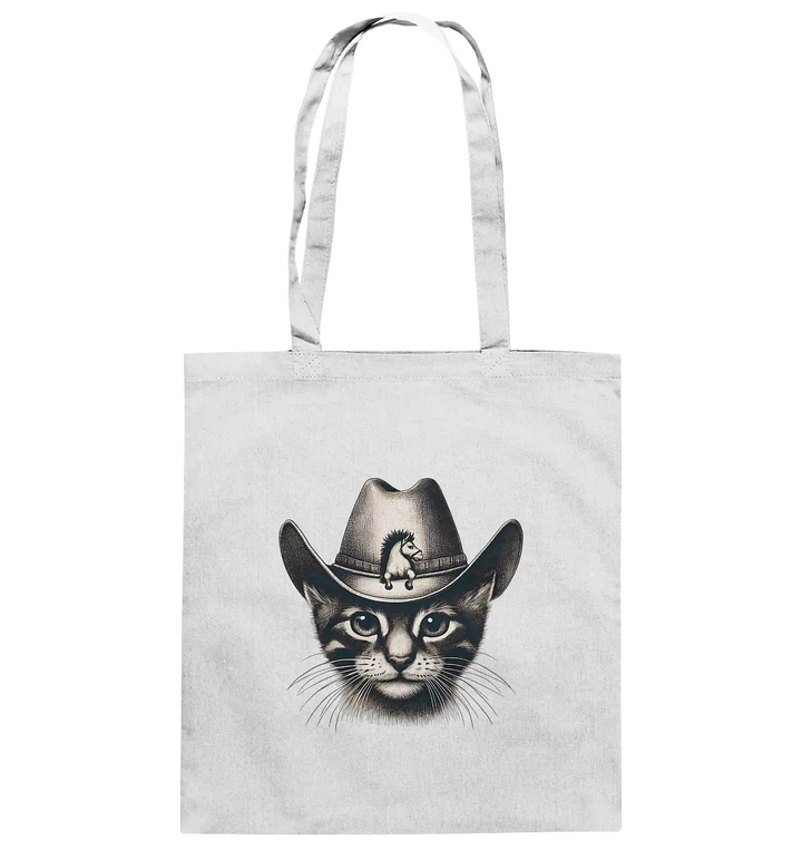 Katzen-Cowboy – Western trifft auf flauschige Eleganz - Baumwolltasche Bright Lights Arts