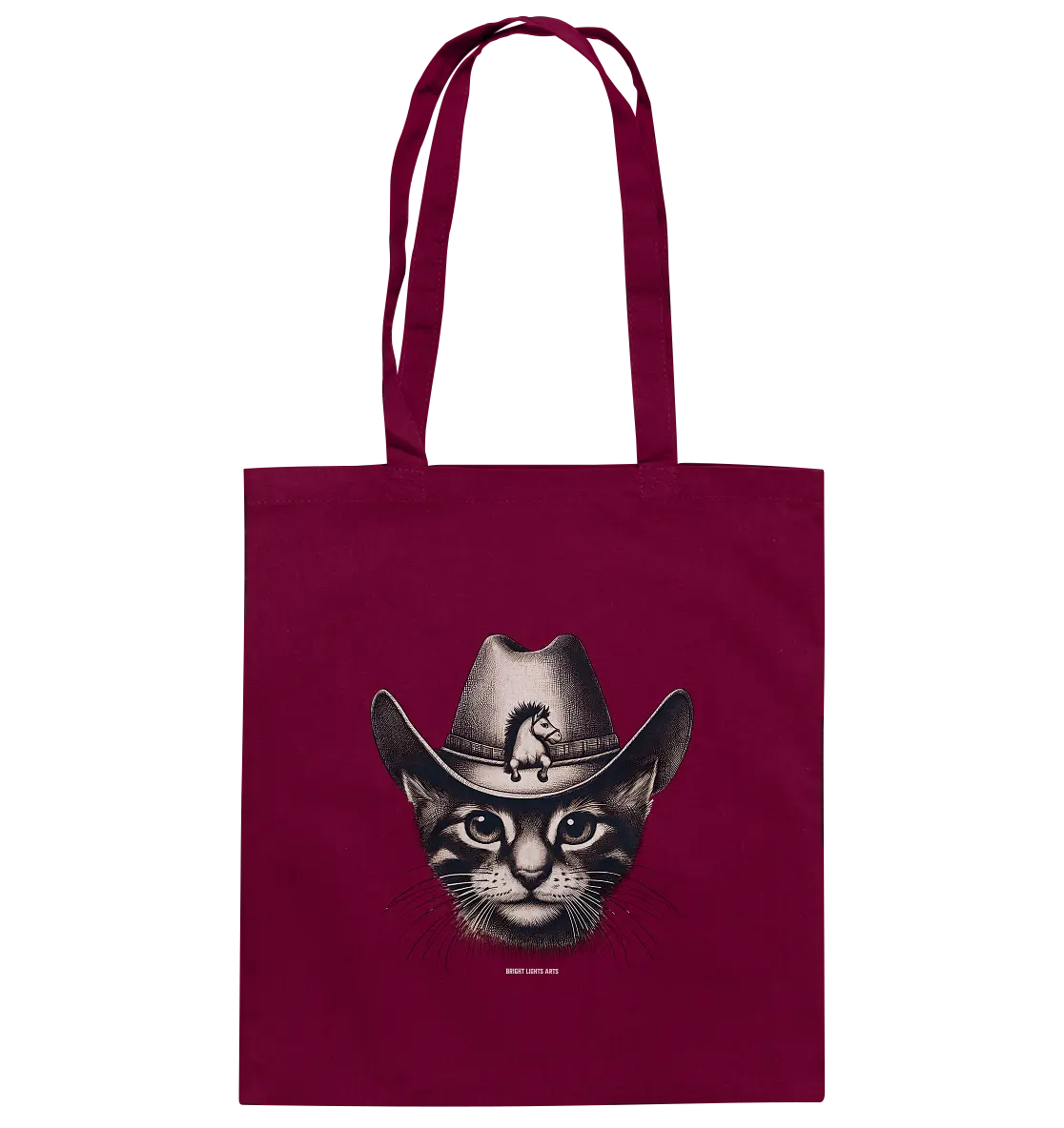 Katzen-Cowboy – Western trifft auf flauschige Eleganz - Baumwolltasche Bright Lights Arts