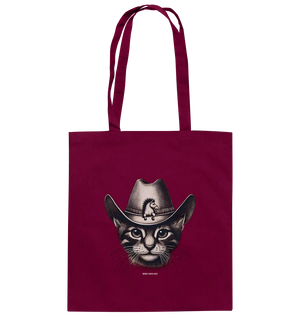 Katzen-Cowboy – Western trifft auf flauschige Eleganz - Baumwolltasche Bright Lights Arts