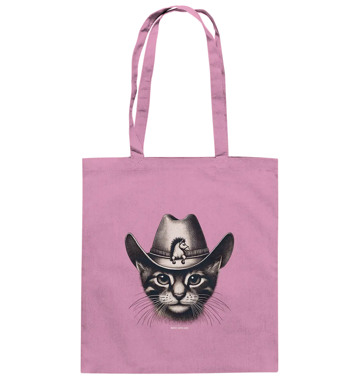 Katzen-Cowboy – Western trifft auf flauschige Eleganz - Baumwolltasche Bright Lights Arts