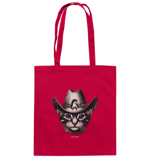 Katzen-Cowboy – Western trifft auf flauschige Eleganz - Baumwolltasche Bright Lights Arts