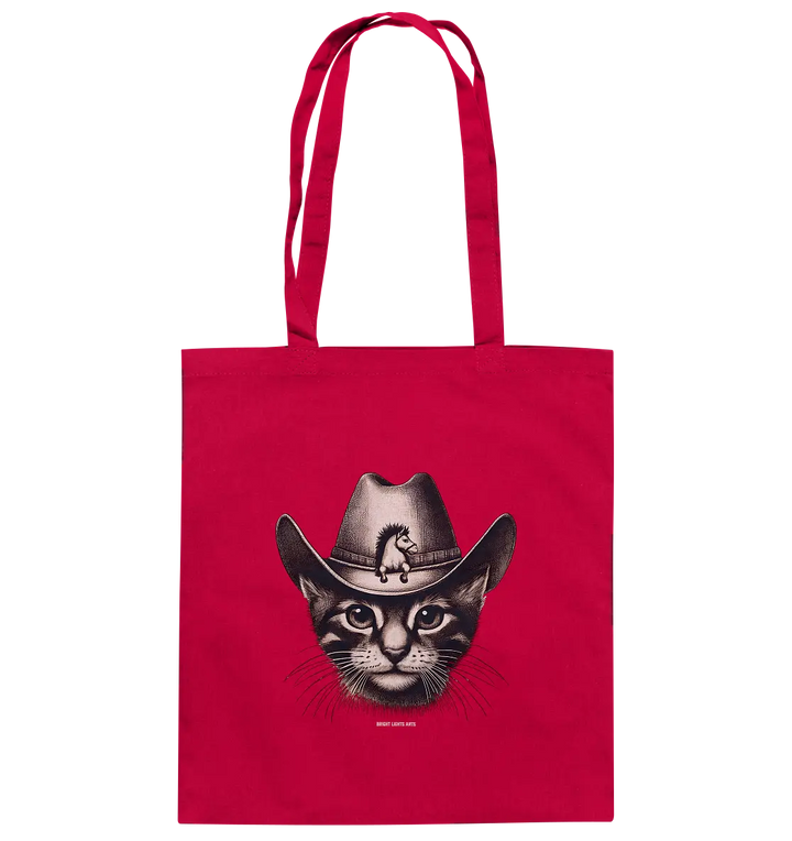 Katzen-Cowboy – Western trifft auf flauschige Eleganz - Baumwolltasche Bright Lights Arts