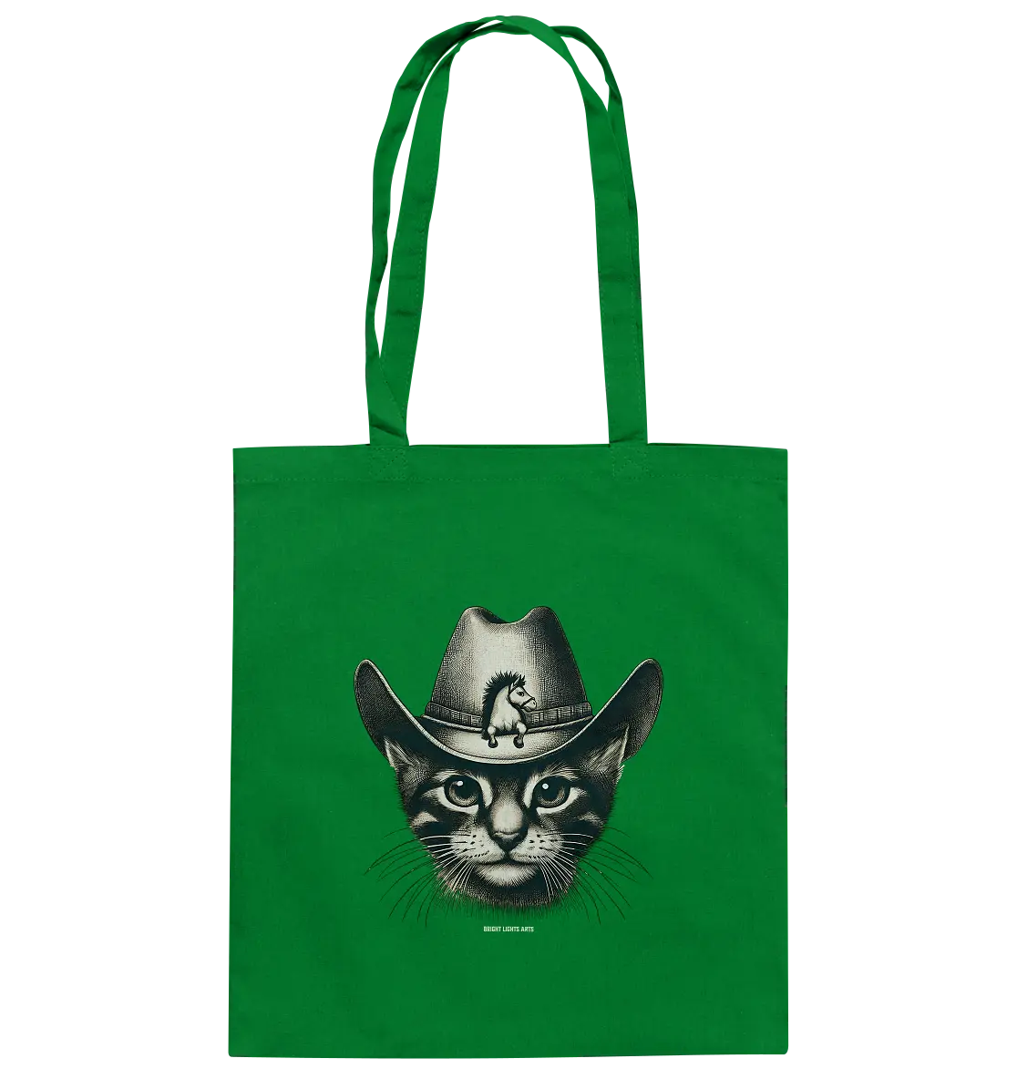 Katzen-Cowboy – Western trifft auf flauschige Eleganz - Baumwolltasche Bright Lights Arts