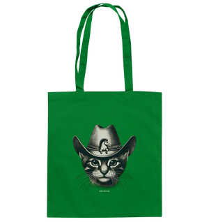 Katzen-Cowboy – Western trifft auf flauschige Eleganz - Baumwolltasche Bright Lights Arts