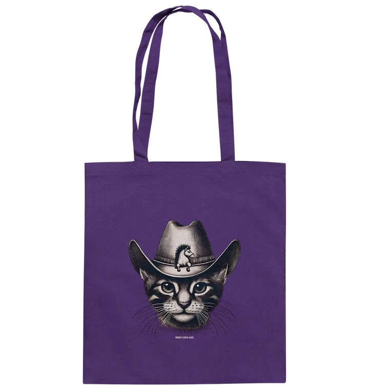 Katzen-Cowboy – Western trifft auf flauschige Eleganz - Baumwolltasche Bright Lights Arts