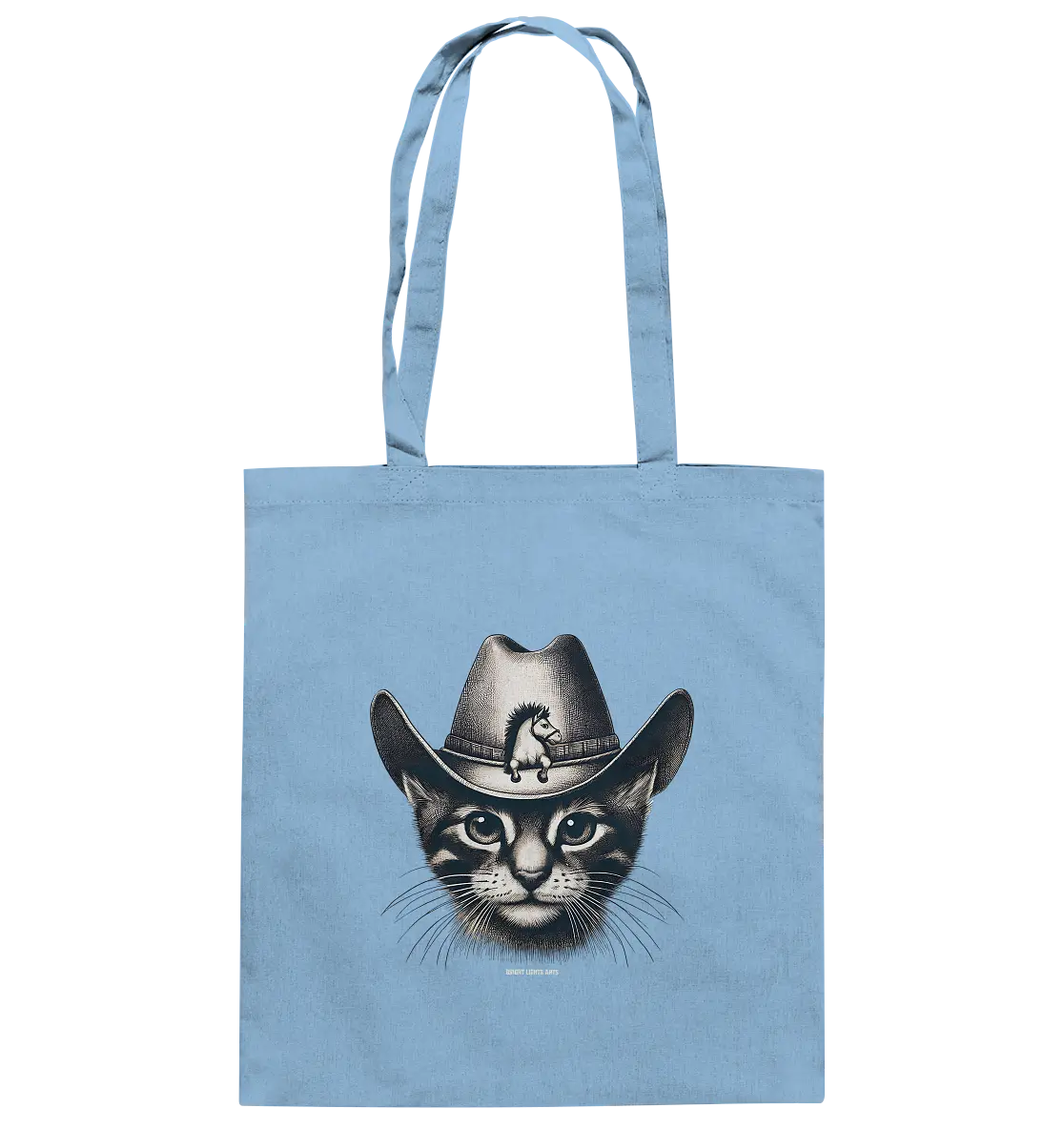 Katzen-Cowboy – Western trifft auf flauschige Eleganz - Baumwolltasche Bright Lights Arts