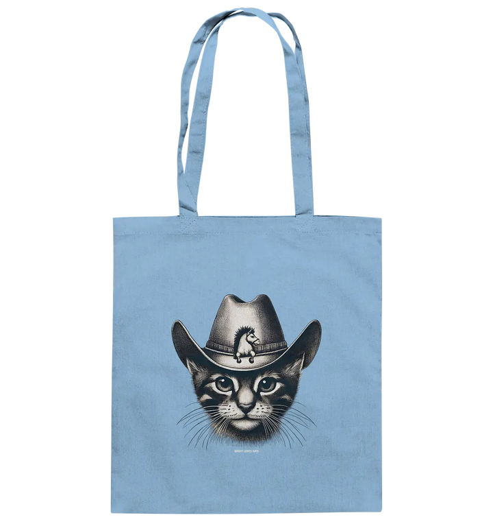 Katzen-Cowboy – Western trifft auf flauschige Eleganz - Baumwolltasche Bright Lights Arts
