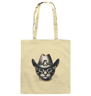 Katzen-Cowboy – Western trifft auf flauschige Eleganz - Baumwolltasche Bright Lights Arts
