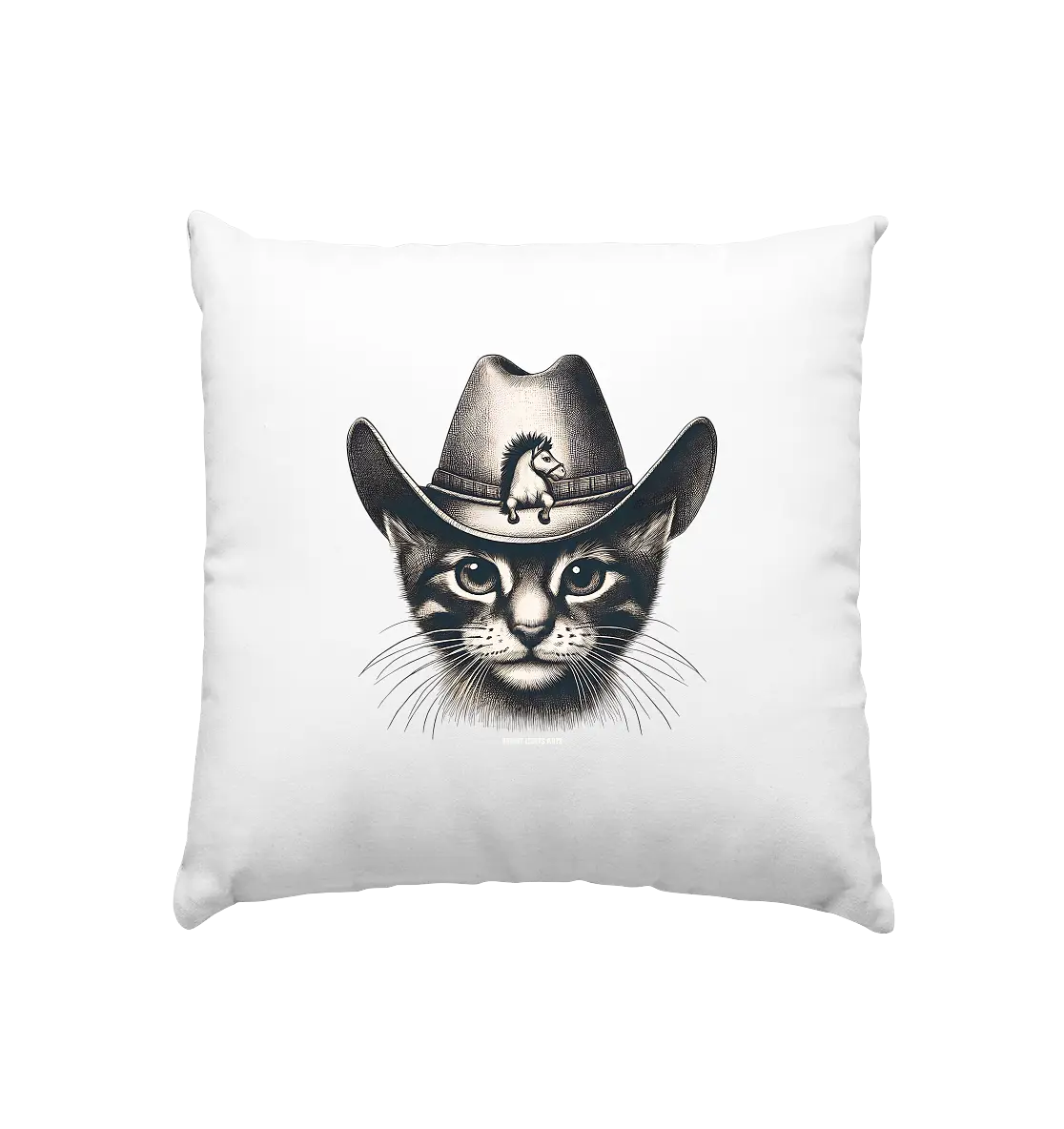 Katzen-Cowboy – Western trifft auf flauschige Eleganz - Kissen 40x40cm Bright Lights Arts