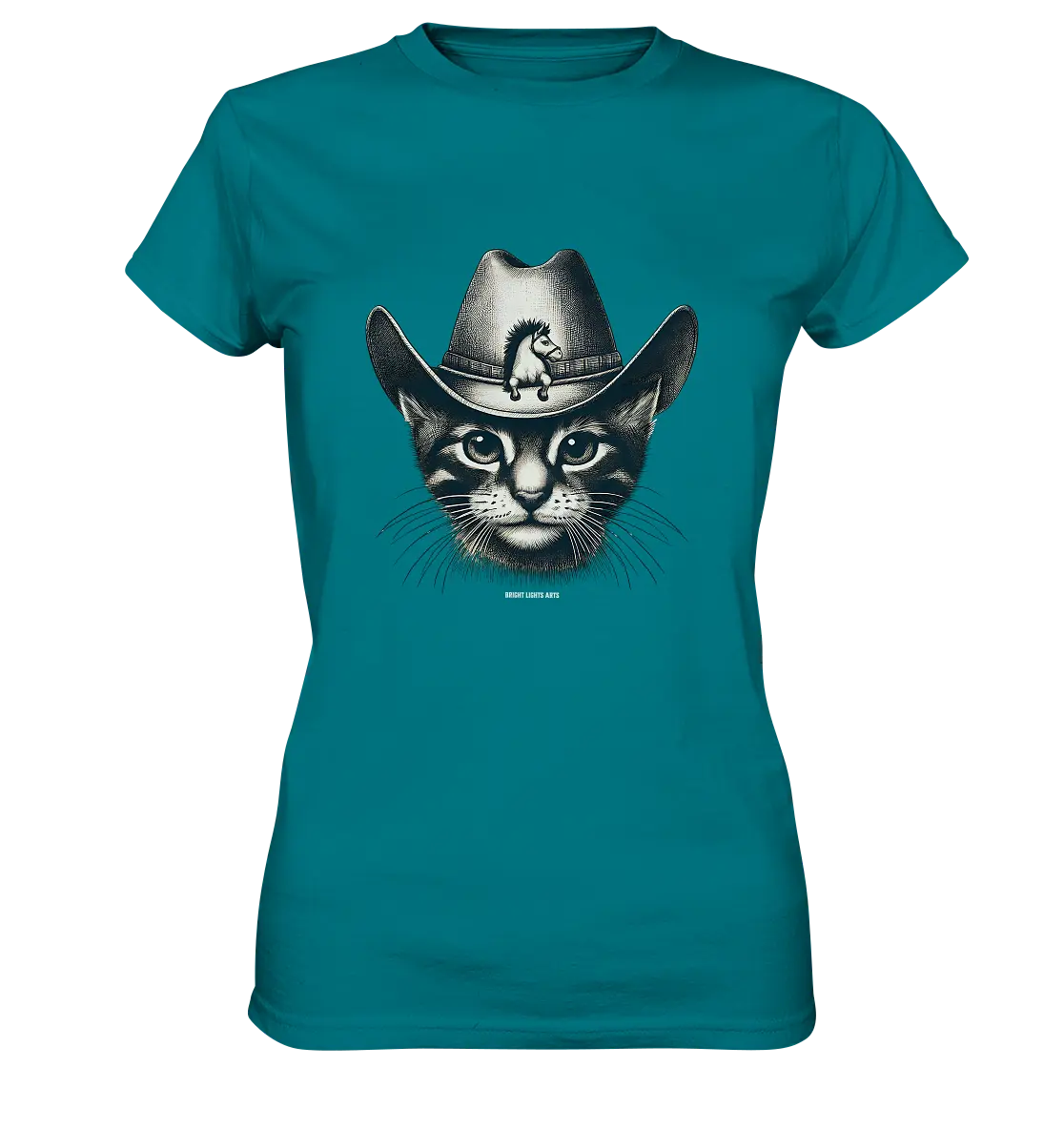 Katzen-Cowboy – Western trifft auf flauschige Eleganz - Ladies Premium Shirt Bright Lights Arts
