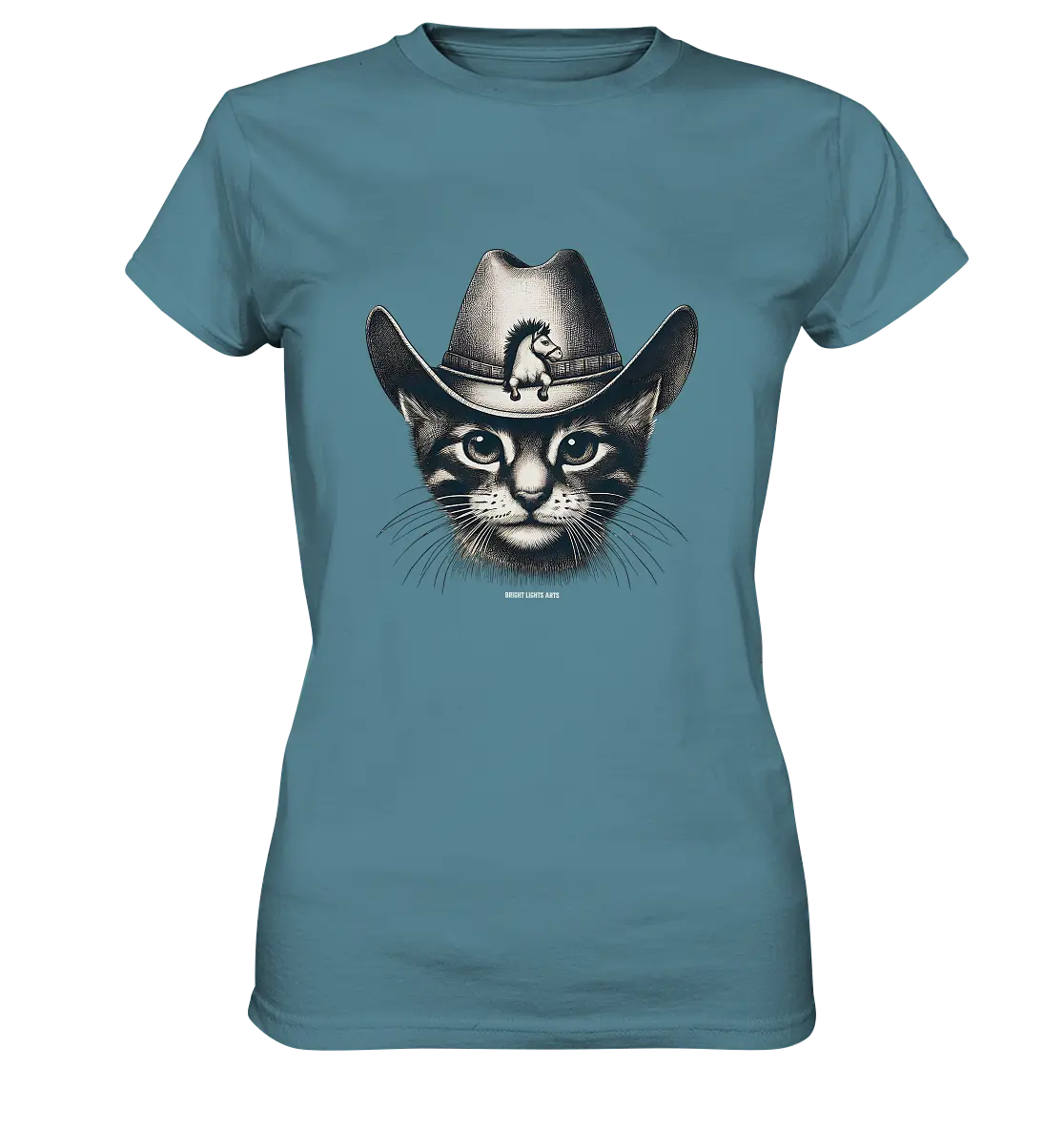 Katzen-Cowboy – Western trifft auf flauschige Eleganz - Ladies Premium Shirt Bright Lights Arts
