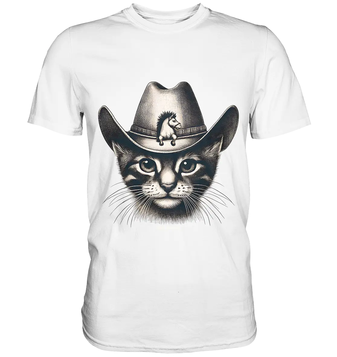 Katzen-Cowboy – Western trifft auf flauschige Eleganz - Premium Shirt Bright Lights Arts