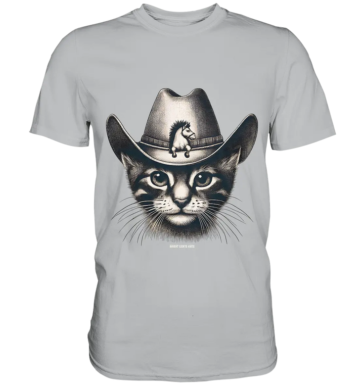 Katzen-Cowboy – Western trifft auf flauschige Eleganz - Premium Shirt Bright Lights Arts