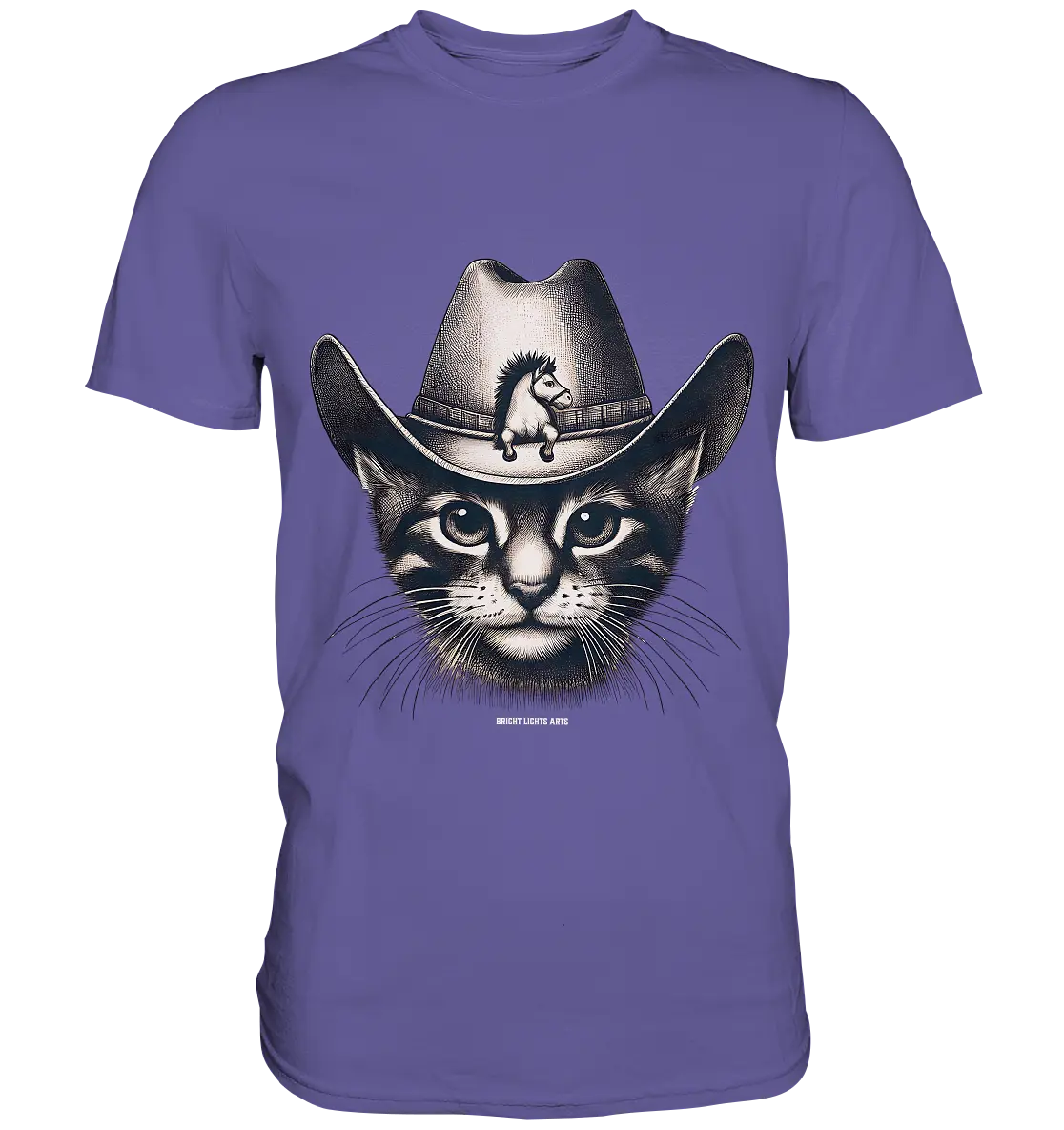 Katzen-Cowboy – Western trifft auf flauschige Eleganz - Premium Shirt Bright Lights Arts