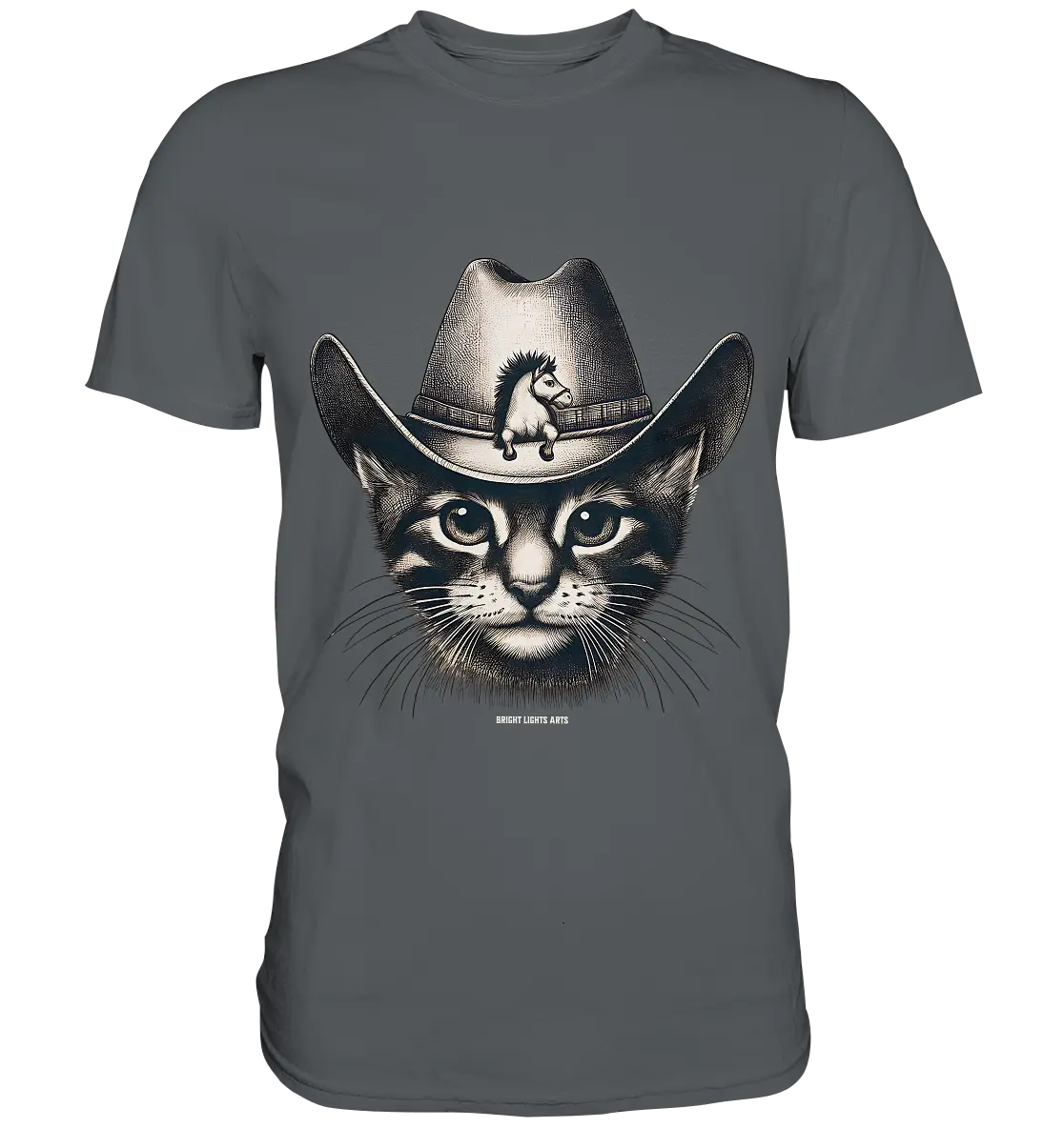 Katzen-Cowboy – Western trifft auf flauschige Eleganz - Premium Shirt Bright Lights Arts