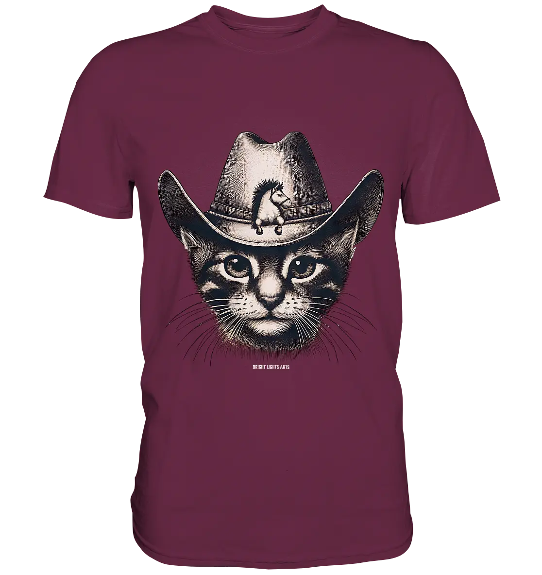 Katzen-Cowboy – Western trifft auf flauschige Eleganz - Premium Shirt Bright Lights Arts