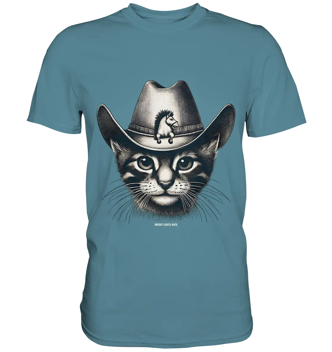 Katzen-Cowboy – Western trifft auf flauschige Eleganz - Premium Shirt Bright Lights Arts