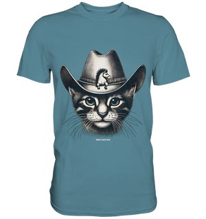 Katzen-Cowboy – Western trifft auf flauschige Eleganz - Premium Shirt Bright Lights Arts